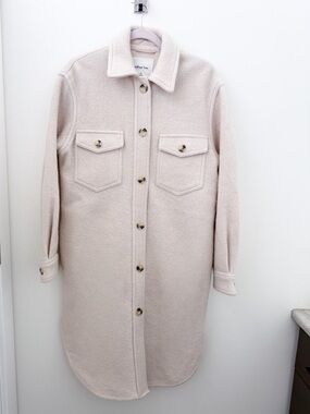 Wilfred Free Ganna Jacket XS Cream | 100% Merino Wool Long Shacket Oversized